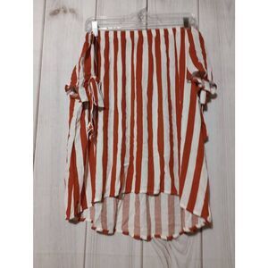 NY&C Shirt‎ Ladies Large White Orange Off The Shoulder Asymmetrical Flowy Beach